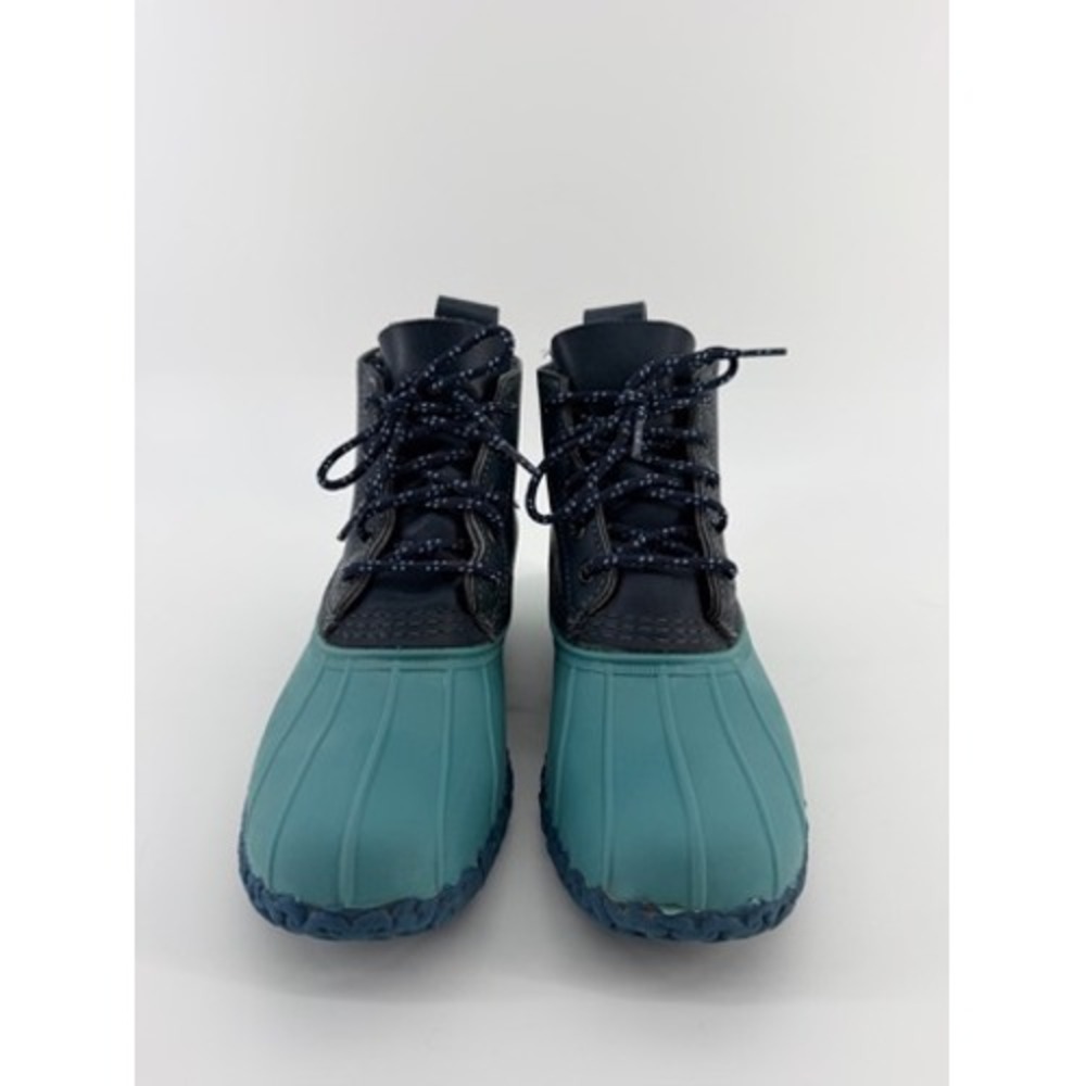 LL Bean Kids 6" Bean Boots Navy Teal Leather Rubber Duck Boots Size 5M